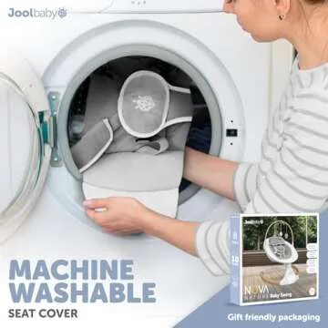 Jool Baby Nova Nature Baby Swing for Newborns – Natural Wood Toys, Electric Motorized Infant Swing, Bluetooth Music