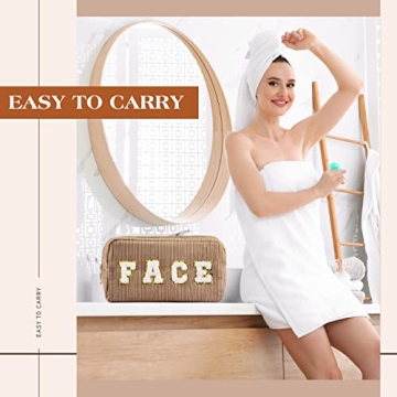 4 Pcs Corduroy Cosmetic Bags - Stylish Travel Organizers