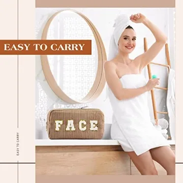 4 Pcs Corduroy Cosmetic Bags - Stylish Travel Organizers