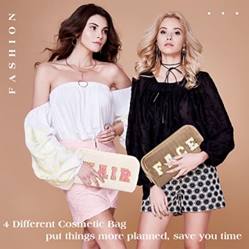 4 Pcs Corduroy Cosmetic Bags - Stylish Travel Organizers