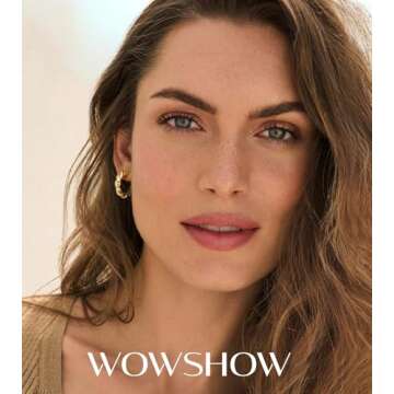 wowshow Chunky Hoop Earrings for Women, 14K Real Gold Plated Twist Gold Hoops Lightweight Earrings J...