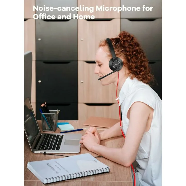 HROEENOI Noise Cancelling Headset for Work & Study