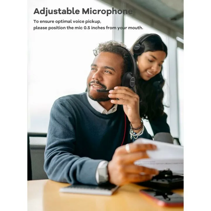 HROEENOI Noise Cancelling Headset for Work & Study