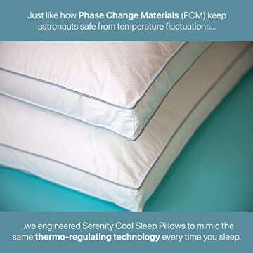 Allied Essentials Sleeping Pillows - 2" Gusseted Hotel Pillow, with PCM Technology, 250TC Cotton Lux...