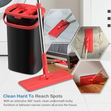 TETHYS Flat Mop and Bucket for Efficient Floor Cleaning