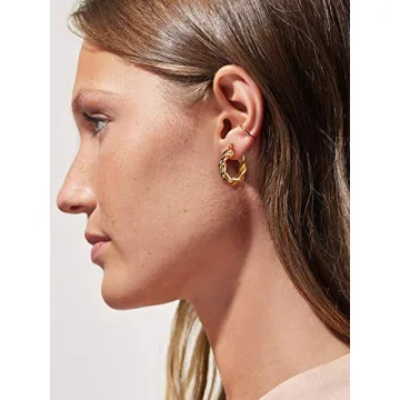 NOKMIT Twisted Hoop Earrings Stylish Lightweight Gold Plated