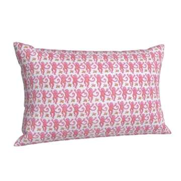 Pink Rabbit Monkeys Rectangular Throw Pillow Cover 12"X20" Preppy Aesthetic Decor Pillow Case Animal...
