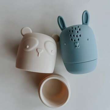 noüka Animals Bath Toy 4-Pack | Food-Grade Silicone Fun for Kids | Squeeze & Squirt