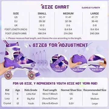 Gonex Roller Skates for Girls Kids Boys Women with Light up Wheels and Adjustable Sizes for Indoor Outdoor (Purple, M - Big Kids (1Y-4Y US))