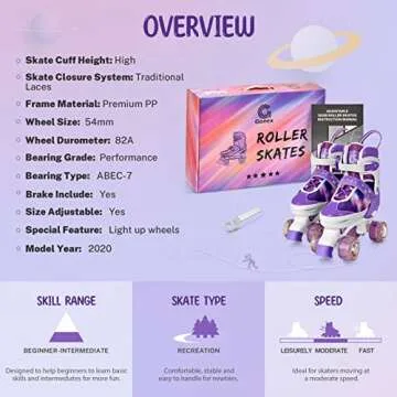 Gonex Roller Skates for Girls Kids Boys Women with Light up Wheels and Adjustable Sizes for Indoor Outdoor (Purple, M - Big Kids (1Y-4Y US))