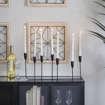 CosmoLiving Modern 7 Plate Candle Holder in Black