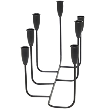 CosmoLiving Modern 7 Plate Candle Holder in Black
