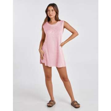 Bianstore Women's Summer Sweater Set Sleeveless Knit Pullover Top Matching Shorts 2 Piece Beach Vacation Outfits(Pink-M)