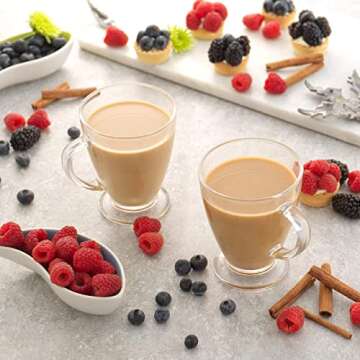 JoyJolt Declan Coffee Mug. Glass Coffee Mugs Set of 6. Clear Glass Coffee Cups 15 Oz with Handles for Hot Beverages - Cappuccino, Latte, Big Tea Cup. Crystal Clear Glass Cups, Espresso Coffee Gifts