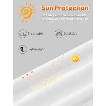 KEFITEVD Mens Long Sleeve Sun Shirts SPF 50+ Hoodies for Men UV Protection Rash Guard UPF Outdoor Fishing Summer Shirt White