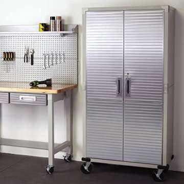 Seville Classics UltraHD Solid Steel Rolling Lockable Metal Storage Cabinet Locker Organizer, w/Adju...