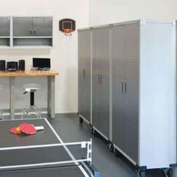 Seville Classics UltraHD Solid Steel Rolling Lockable Metal Storage Cabinet Locker Organizer, w/Adjustable Shelves for Garage, Warehouse, Office, Classroom, Granite, 36" W x 18" D x 72" H