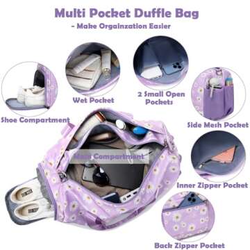 Purple Daisy Dance Duffel Bag - Stylish & Functional