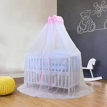 JOYLIFE Toddler Bed Crib Dome Canopy Netting in Pink