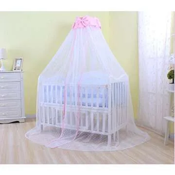 JOYLIFE Toddler Bed Crib Dome Canopy Netting in Pink