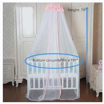 JOYLIFE Toddler Bed Crib Dome Canopy Netting in Pink