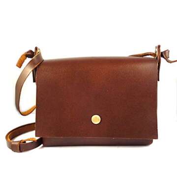 Top Grain Leather Crossbody Bags Women Sling Purse, Shoulder Handbag with Adjustable Shoulder Straps