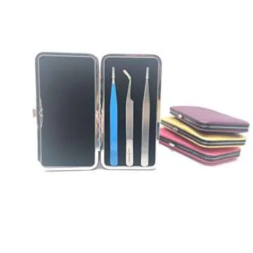 Magnetic 2020 fashion Tweezers Case In United States of America for Eyelash Extensions Individual Makeup Tools Storage Scissors Lash Tweezers Case (black)