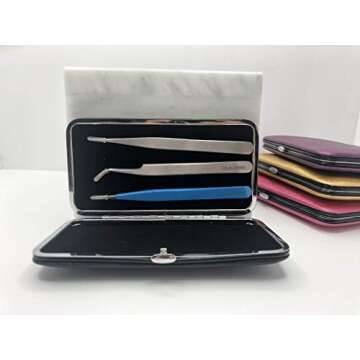 Magnetic 2020 fashion Tweezers Case In United States of America for Eyelash Extensions Individual Makeup Tools Storage Scissors Lash Tweezers Case (black)