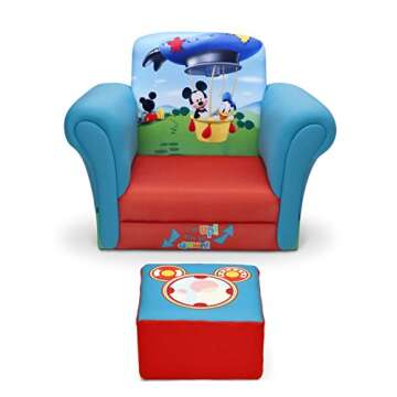 Delta Children Upholstered Chair with Ottoman, Disney Mickey Mouse