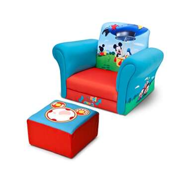 Delta Children Upholstered Chair with Ottoman, Disney Mickey Mouse