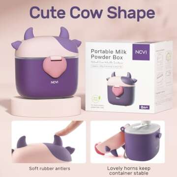 NCVI Baby Formula Dispenser On The Go, Formula Container to Go, Formula Holder for Travel, Outdoor Picnic with Baby Infant, Portable Container for Milk Powder, Snacks, Candy, Fruits (Purple)