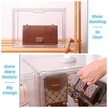 ZLLZUU Purse and Handbag Storage Organizer for Closet, Clear Acrylic Display Case for Collectibles, ...