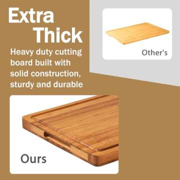 Extra Thick Bamboo Cutting Board for Kitchen Use