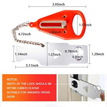 Home Security Door Lock, VIRIDI Portable Travel Doorlocks for Airbnb Hotel Room Bedroom Add Extra Sa...