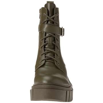 The Drop Women's Koi Lace Up Platform Combat Boots, Olive, 9
