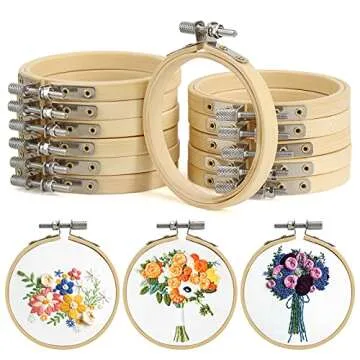 BigOtters 12PCS Bamboo Embroidery Hoops for Crafts DIY