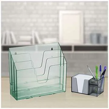 Acrimet Horizontal Triple File Folder Holder Organizer (Clear Green Color)