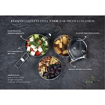 ecozoi Stainless Steel Bento Box - Eco-Friendly Lunch Container