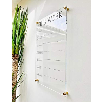 Large Clear Acrylic Weekly Calendar for wall | Dry-Erase Message White Board Calendar Wall Mounted O...