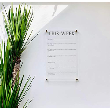 Large Clear Acrylic Weekly Calendar for Home and Office