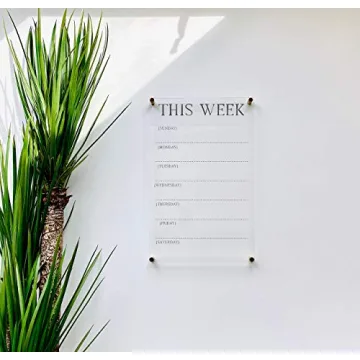 Large Clear Acrylic Weekly Calendar for Home and Office