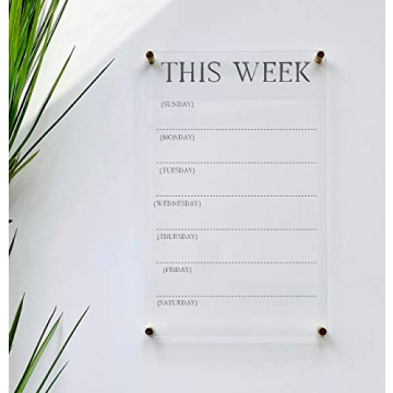 Large Clear Acrylic Weekly Calendar for Home and Office
