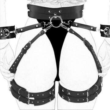 Abien Punk Body Chain Sexy Leather Leg Chains Belt Harness Thigh Chain Rave Party Nightclub Body Accessories for Women Black