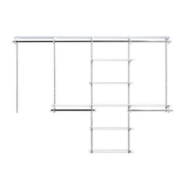 Rubbermaid Configurations Deluxe Custom Closet Kit, 4-8Ft. Adjustable Metal Wire Shelving, White Fin...
