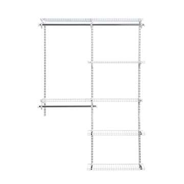 Rubbermaid Configurations Deluxe Custom Closet Kit, 4-8Ft. Adjustable Metal Wire Shelving, White Finish, Expandable Organization System, Hardware Included, for Home Closet/Pantry/Laundry/Mudroom