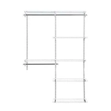 Rubbermaid Configurations Deluxe Custom Closet Kit, 4-8Ft. Adjustable Metal Wire Shelving, White Finish, Expandable Organization System, Hardware Included, for Home Closet/Pantry/Laundry/Mudroom