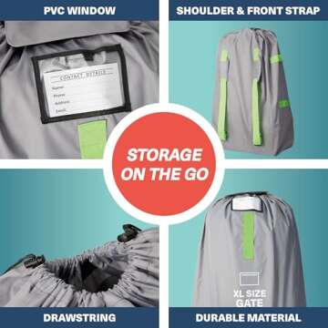 Bramble Extra Large Gate Check Stroller Bag for Airplane - Stroller Storage Bag (Grey, 47", 600D Oxford Waterproof) - Double Stroller Travel Bag for Airplane, Baby Stroller Cover for Air Travel