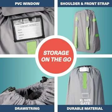 Bramble Extra Large Gate Check Stroller Bag for Airplane - Stroller Storage Bag (Grey, 47", 600D Oxford Waterproof) - Double Stroller Travel Bag for Airplane, Baby Stroller Cover for Air Travel