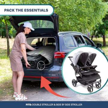 Bramble Extra Large Gate Check Stroller Bag for Airplane - Stroller Storage Bag (Grey, 47", 600D Oxford Waterproof) - Double Stroller Travel Bag for Airplane, Baby Stroller Cover for Air Travel