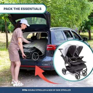 Bramble Extra Large Gate Check Stroller Bag for Airplane - Stroller Storage Bag (Grey, 47", 600D Oxford Waterproof) - Double Stroller Travel Bag for Airplane, Baby Stroller Cover for Air Travel